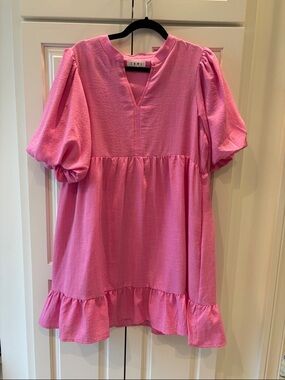 THML Pink Babydoll Ruffled Hem Dress